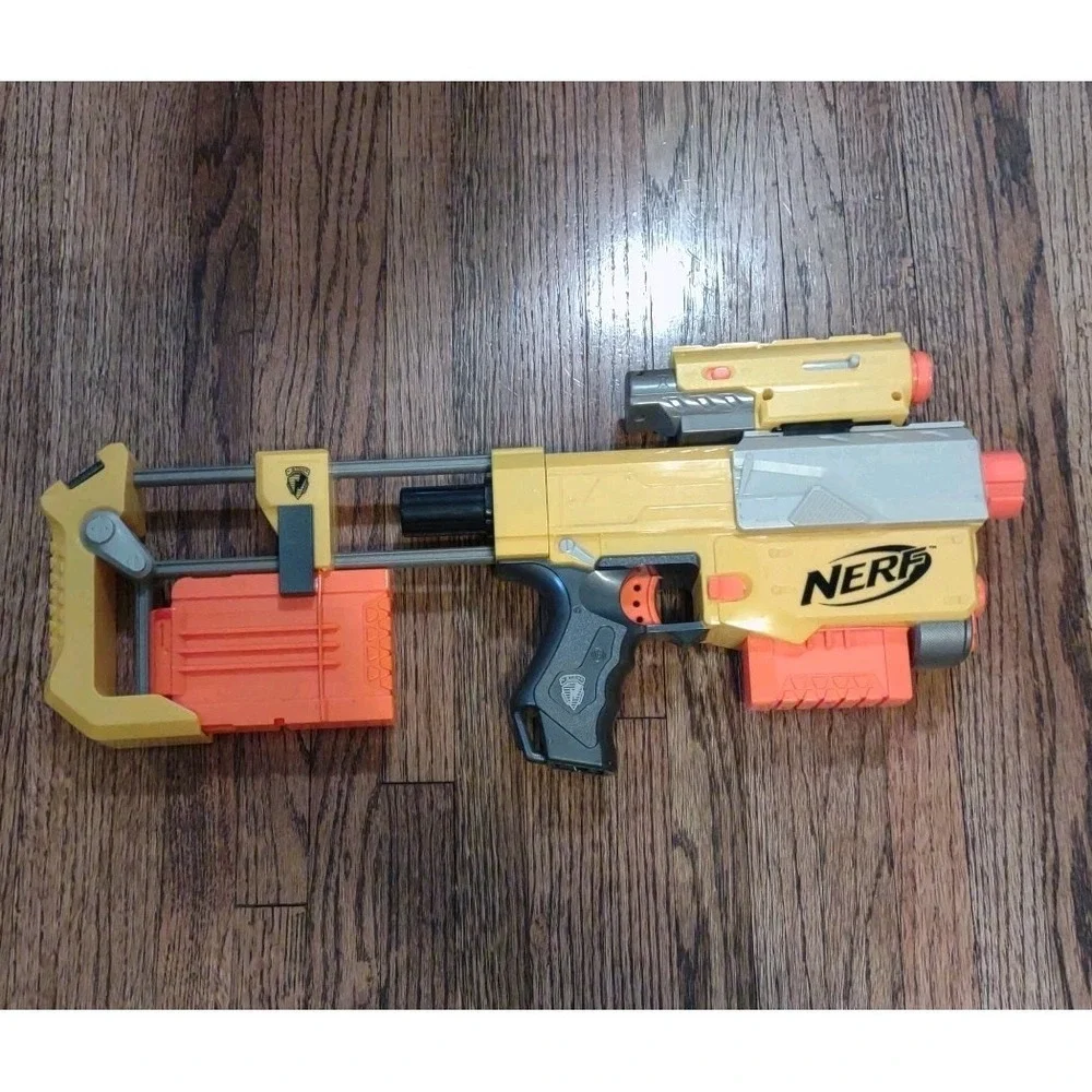 Nerf N-Strike Recon CS-6 Blaster Lot w/ Attachments Scope Stock 2 Clips Blue...